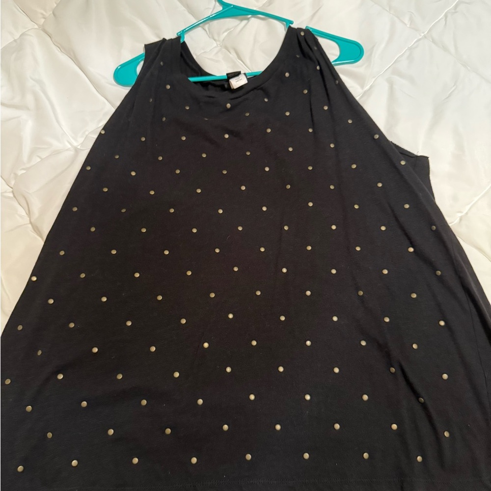 Torrid Black and Gold Polka Dot Tank Top